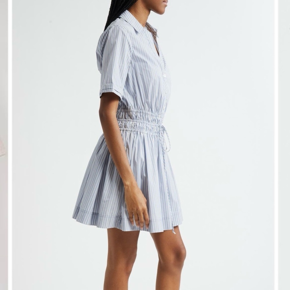 Veronica Beard Susan Stripe Cotton Blend Shirtdress in Blue Multi Size 2 - Picture 5 of 14